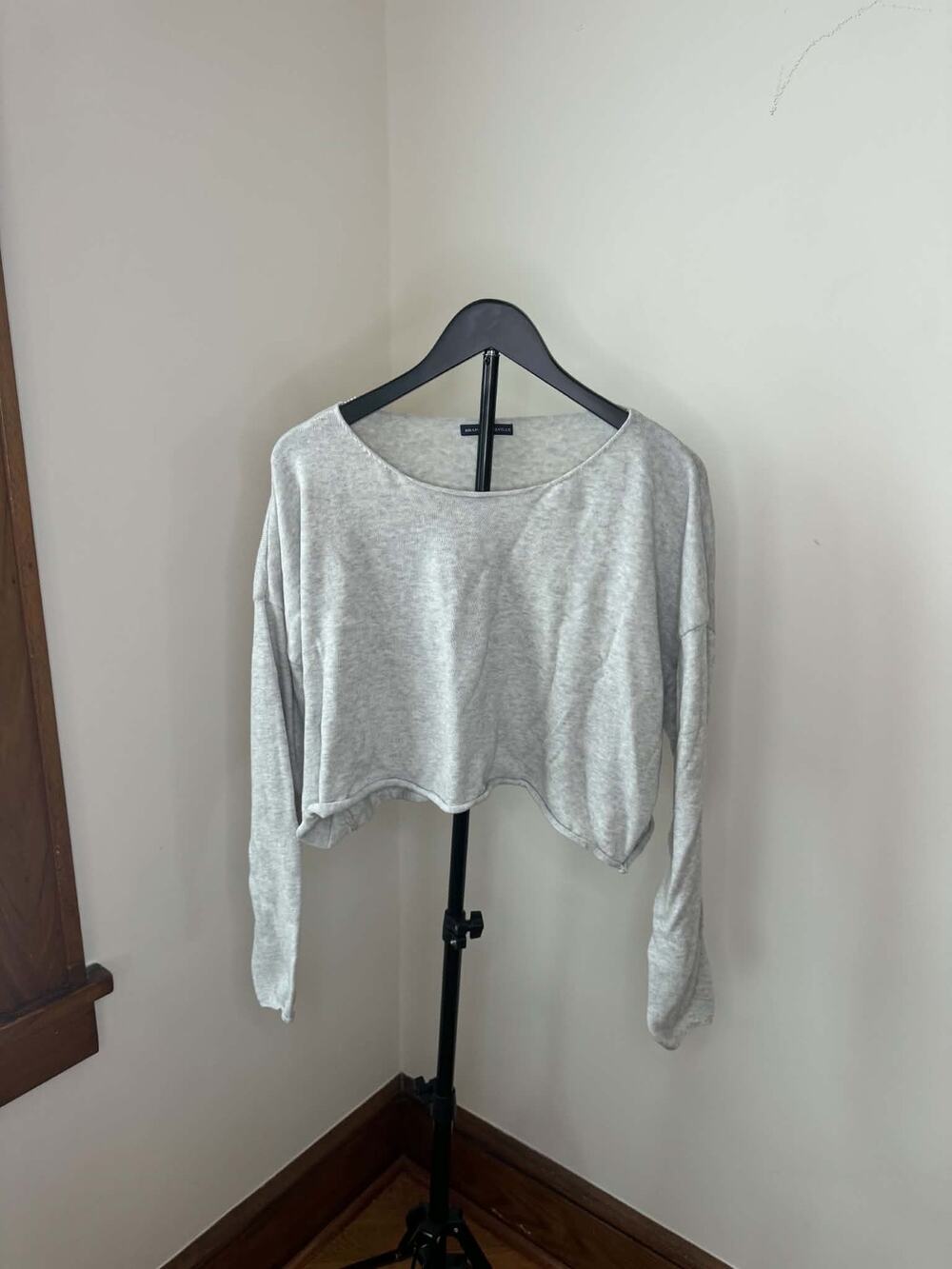 Brandy Melville Heather Gray Cropped Long Sleeve Top